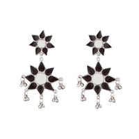 Jeweljunk Black Meenakari Rhodium Plated Aghani Earrings - 1311218C