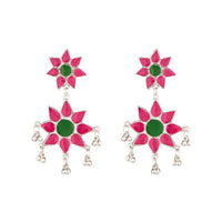 Jeweljunk Meenakari Rhodium Plated Afghani Earrings - 1311218G