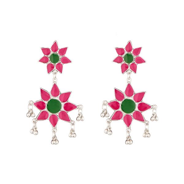 Jeweljunk Meenakari Rhodium Plated Afghani Earrings - 1311218G