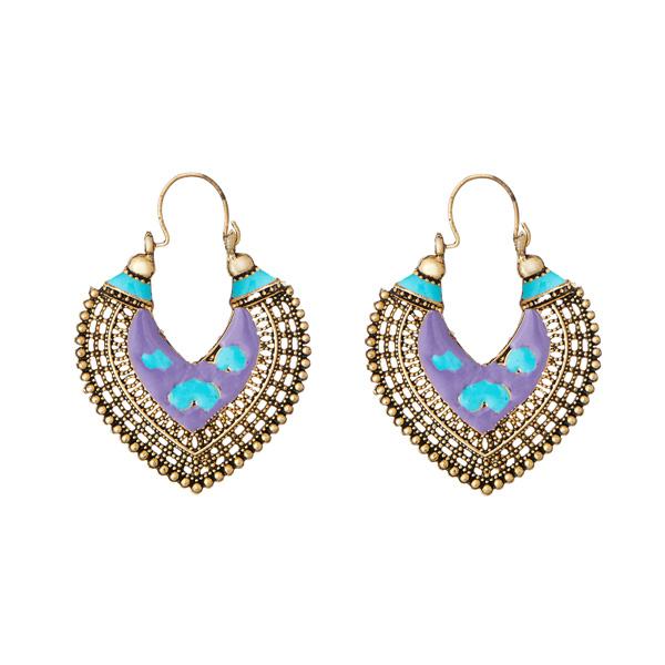 Jeweljunk Antique Gold Plated Meenakari Afghani Earrings - 1311219D