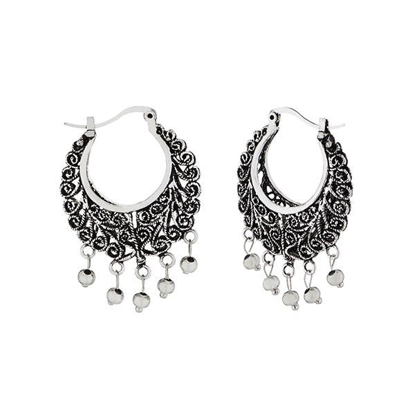 Jeweljunk Rhodium Plated Afghani Earrings - 1311222B