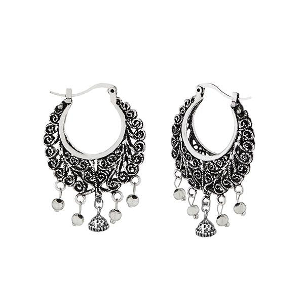 Jeweljunk Rhodium Plated Afghani Earrings - 1311222C