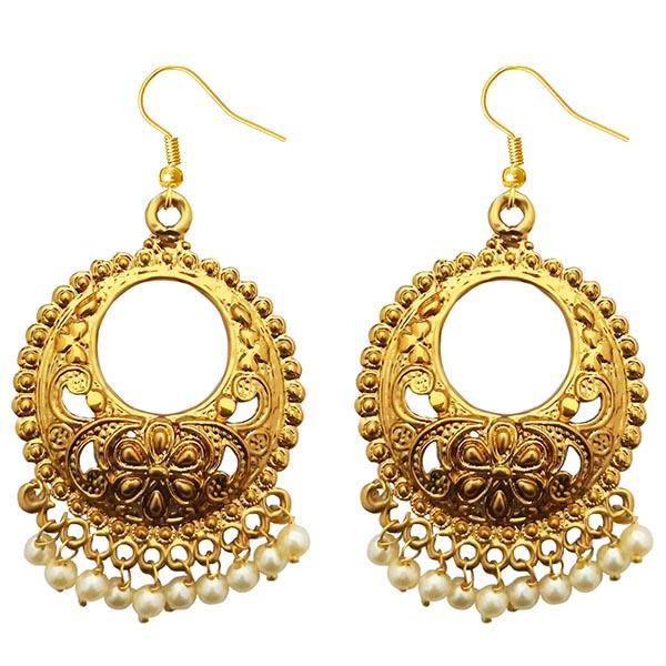 Jeweljunk Gold Plated Pearl Drops Afghani Earrings - 1311224B