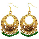 Jeweljunk Green Beads Gold Plated Afghani Earrings - 1311224E