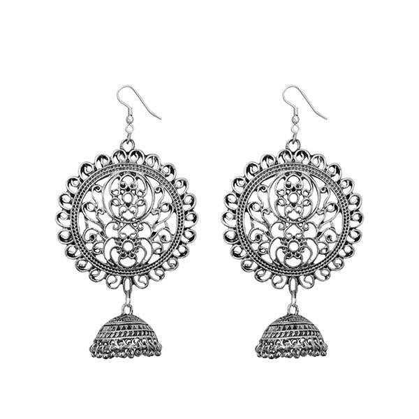 Jeweljunk Rhodium Plated Jhumki Earrings - 1311226