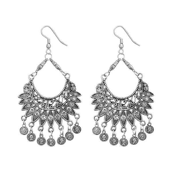 Tip Top Fashions Rhodium Plated Afghani Earrings - 1311228