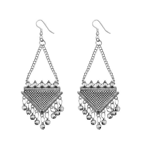 Jeweljunk Rhodium Plated Afghani Earrings - 1311229