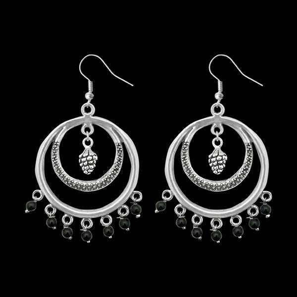 Jeweljunk Oxidised Black Beads Drop Afghani Earrings - 1311232