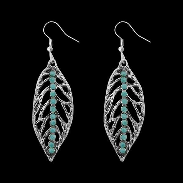 Jeweljunk Oxidised Leaf Shape Earrings - 1311236