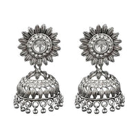 Jeweljunk Austrian Stone Silver Plated Jhumki Earrings - 1311259