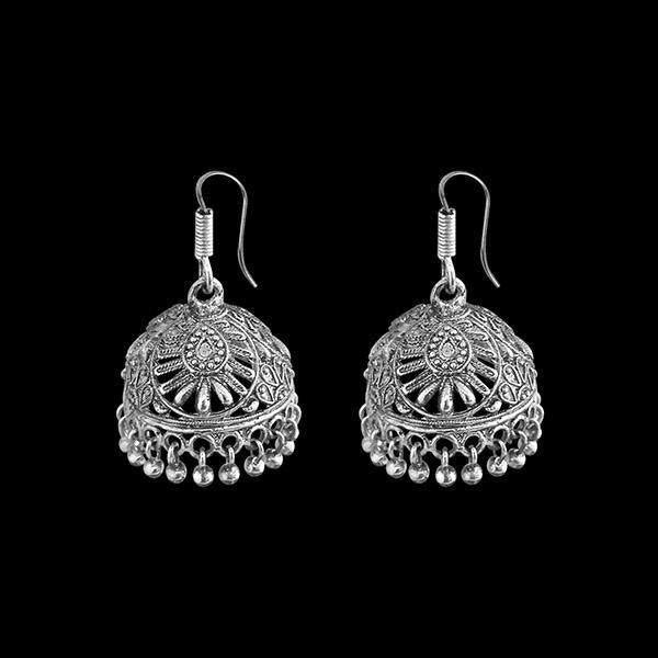 Jeweljunk Silver Plated Jhumki Earrings - 1311283