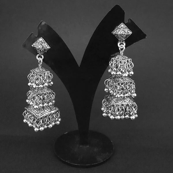 Jeweljunk Beads three Layered Oxidised Jhumki Earrings - 1311290