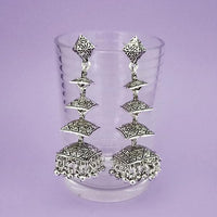 Jeweljunk Silver Plated Jhumki Earrings - 1311293A