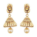 Kriaa Pearl Drop Gold Plated Jhumki Earrings - 1311336