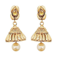 Kriaa Pearl Drop Gold Plated Jhumki Earrings - 1311336