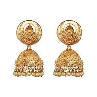 Kriaa Gold Plated Beads Jhumki Earrings - 1311343