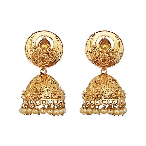 Kriaa Gold Plated Beads Jhumki Earrings - 1311343