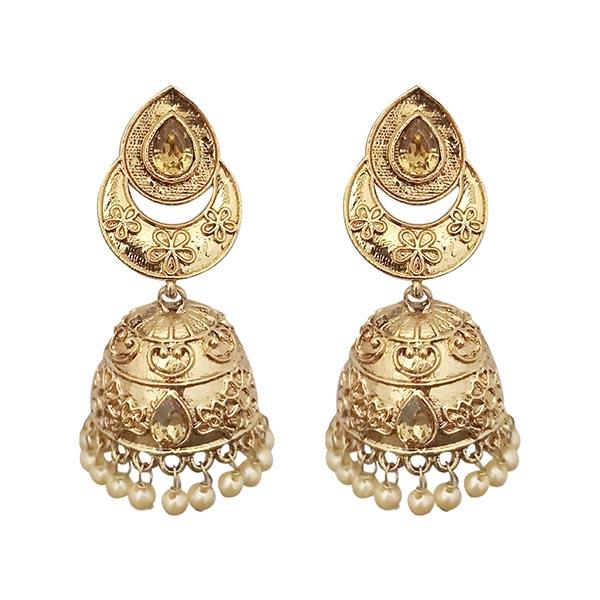 Kriaa Pearl Drop Austrian Stone  Jhumki Earrings - 1311344