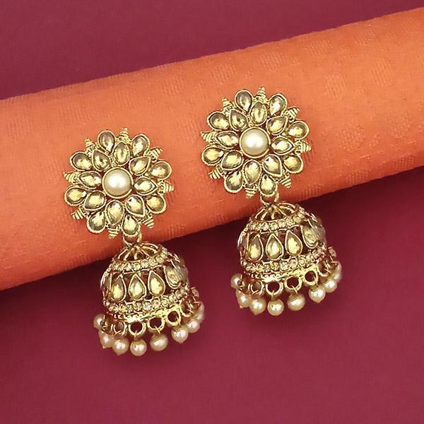 Kriaa Brown Austrian Stone Gold Plated Jhumki Earrings - 1311352A