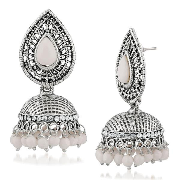 Kriaa Rhodium Plated Jhumki Earrings - 1311501J