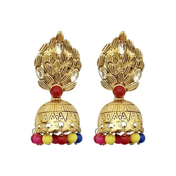 Kriaa  Gold plated Multi Beads Jhumki Earrings - 1311532D