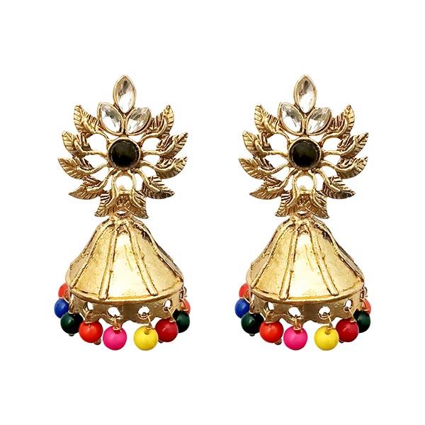 Kriaa Gold plated Multi Beads Jhumki Earrings - 1311533C