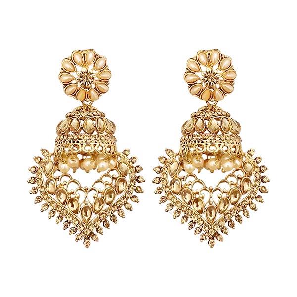 Kriaa Gold plated Austrian Stone Dangler Jhumki Earrings - 1311534A