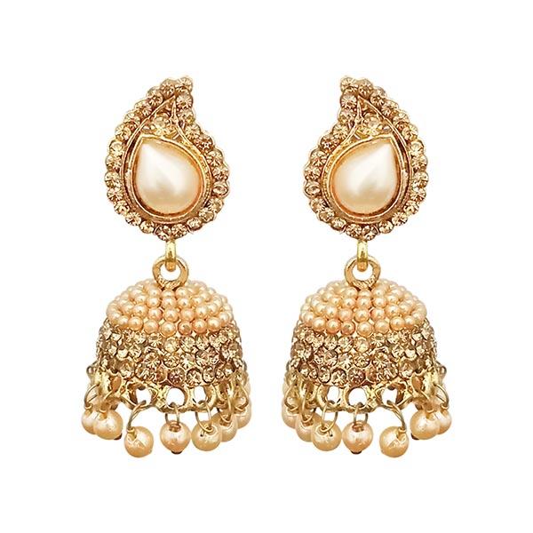 Kriaa Gold plated whit beads Dangler Jhumki Earrings - 1311536