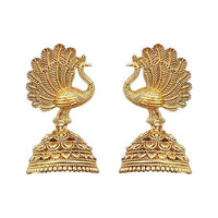 Kriaa Gold Plated Peacock Jhumki Earrings - 1311537A