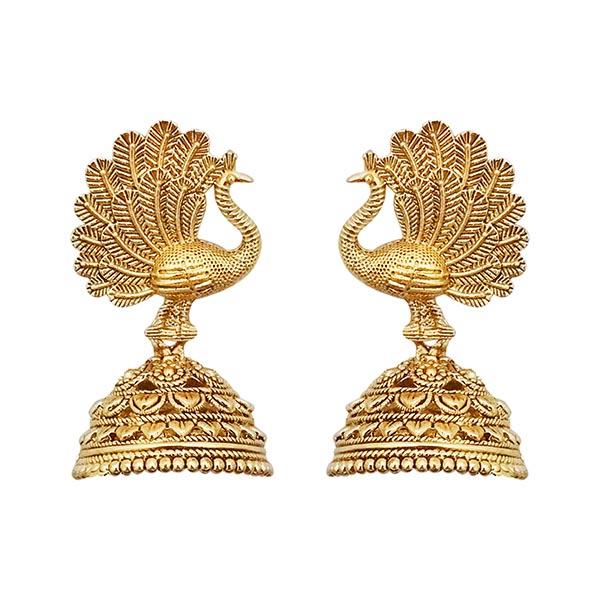 Kriaa Gold Plated Peacock Jhumki Earrings - 1311537A