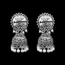 Kriaa Rhodium Plated Floral Design Jhumki Earrings - 1311545