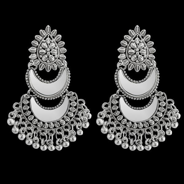 Jeweljunk Silver Plated Afghani Mirror Earrings - 1311563