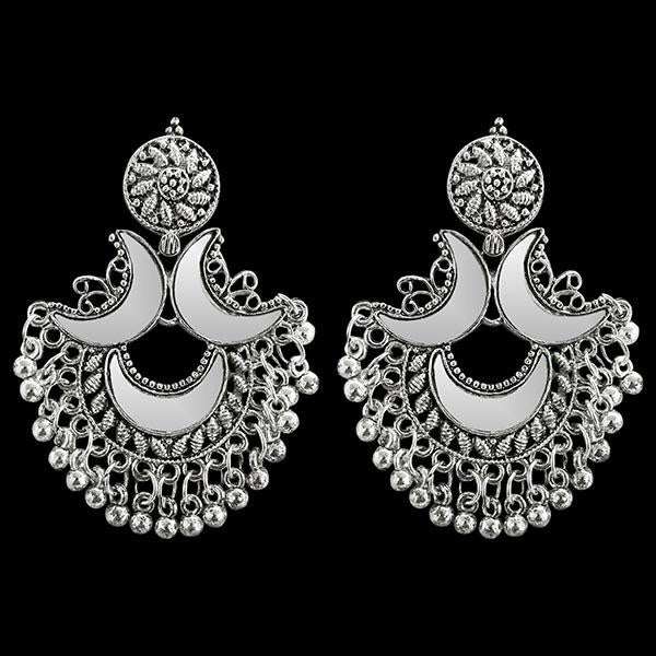 Jeweljunk Silver Plated Afghani Mirror Earrings - 1311564