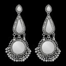 Jeweljunk Silver Plated Afghani Mirror Earrings - 1311565