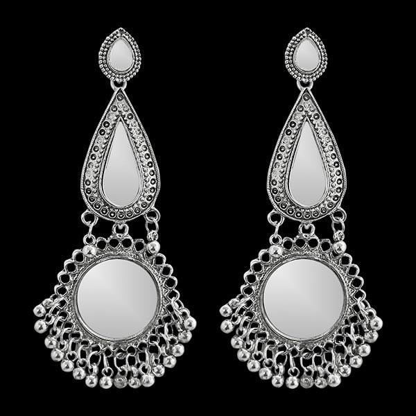 Jeweljunk Silver Plated Afghani Mirror Earrings - 1311565