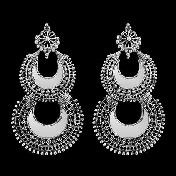 Jeweljunk Silver Plated Afghani Mirror Earrings - 1311566