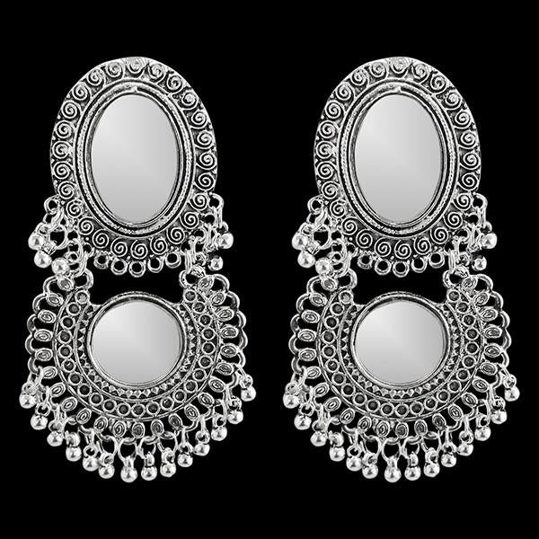 Jeweljunk Silver Plated Afghani Mirror Earrings - 1311567