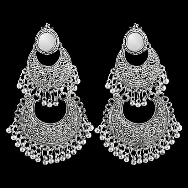 Jeweljunk Silver Plated Afghani Mirror Earrings - 1311569