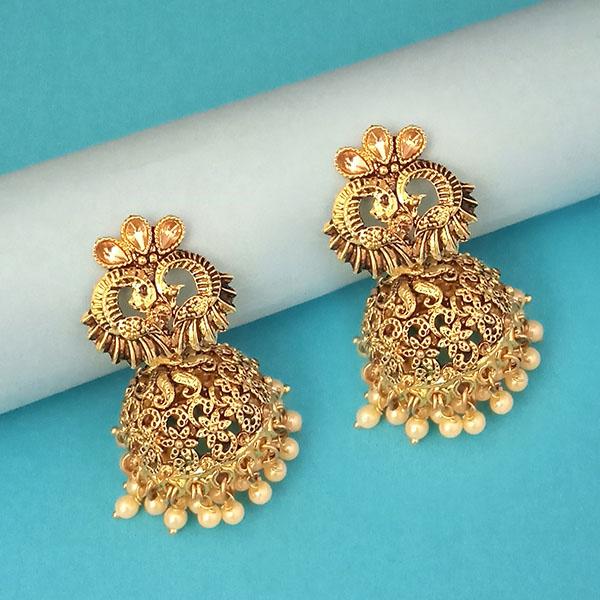 Kriaa Gold Plated Brown Austrian Stone Jhumki Earrings - 1311571B