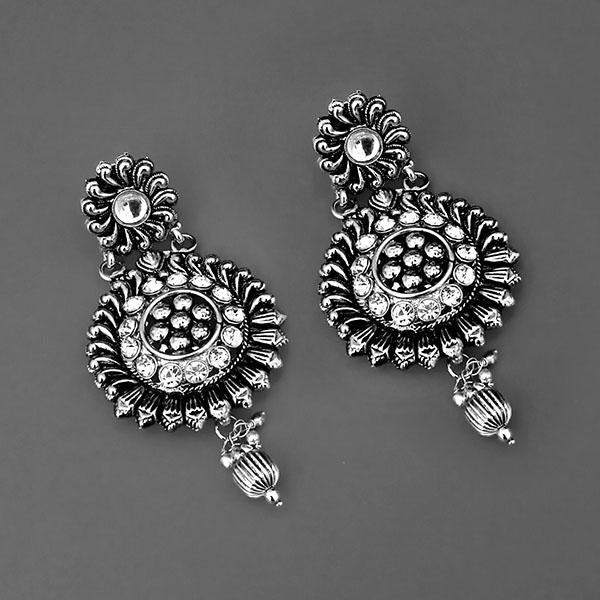 Jeweljunk Oxidised Plated Austrain Stone Dangler Earrings - 1311581