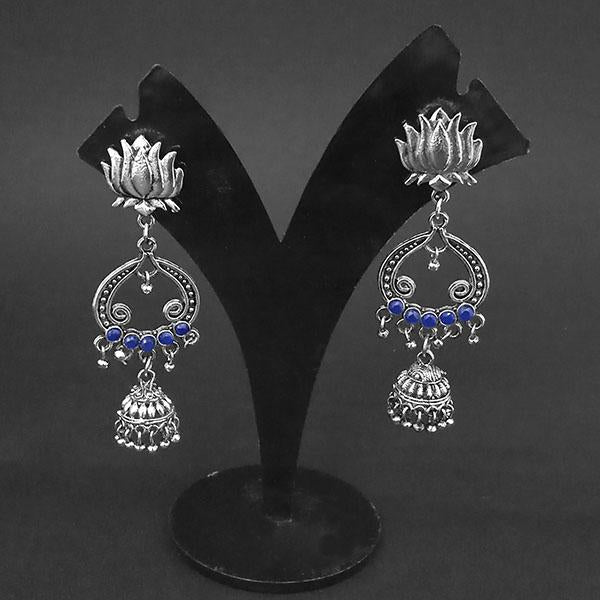 Jeweljunk Blue Silver Plated Dangler Earrings - 1311595F