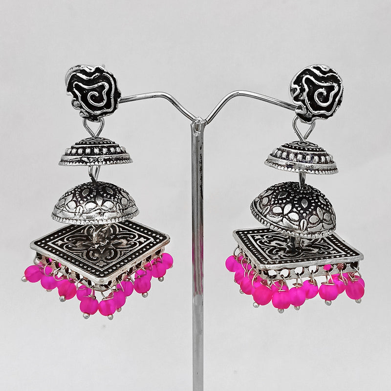 Kriaa Beads Silver Plated Jhumki Earrings