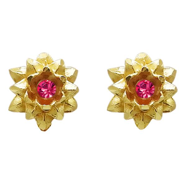 Kriaa Gold Plated Pink Austrian Stone Stud Earring - 1311737