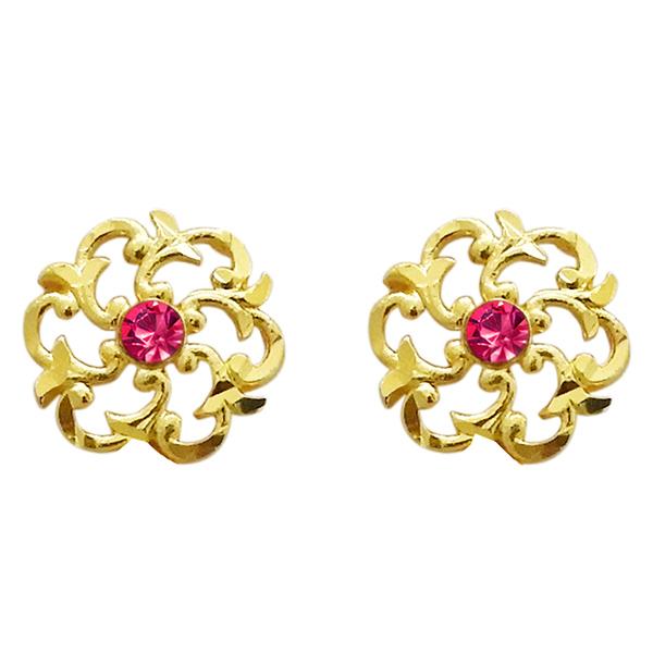 Kriaa Pink Austrian Stone Gold Plated Floral Stud Earring - 1311738