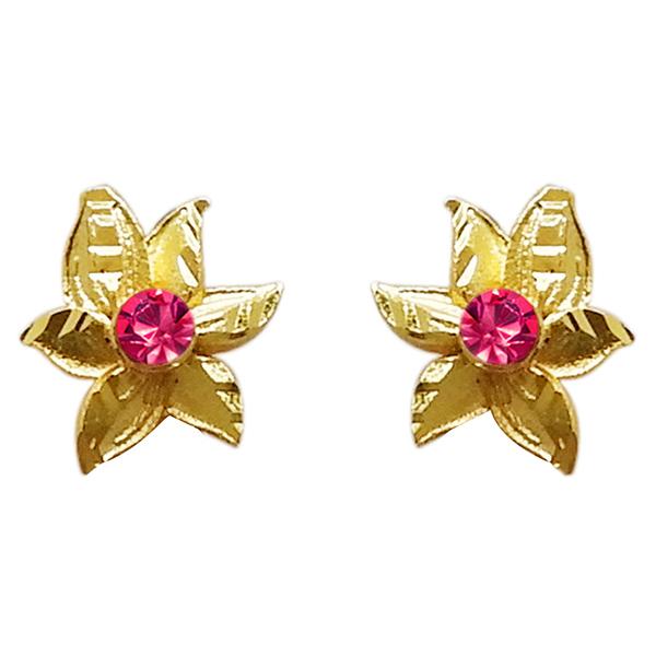 Kriaa Gold Plated Pink Austrian Stone Stud Earring - 1311739