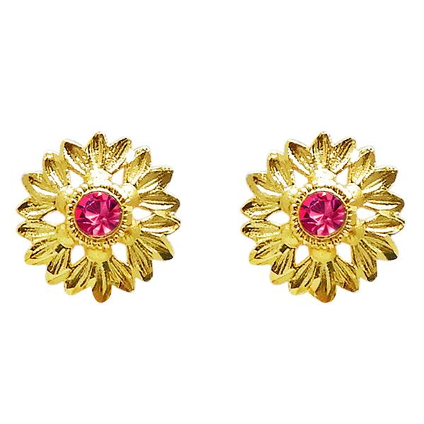 Kriaa Gold Plated Pink Austrian Stone Stud Earring - 1311741