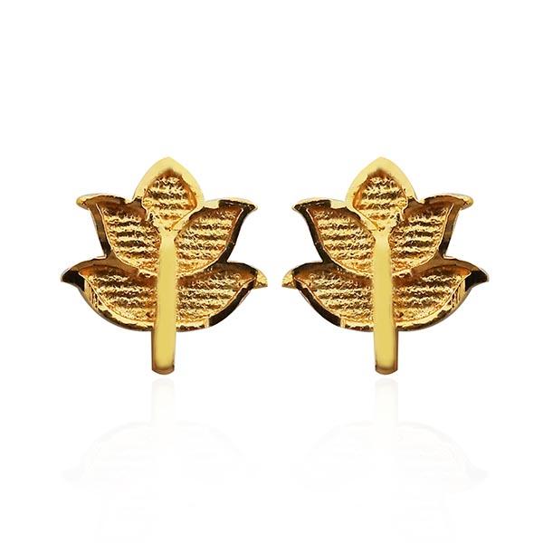 Kriaa Leaf Design Gold Plated Stud Earrings - 1311749