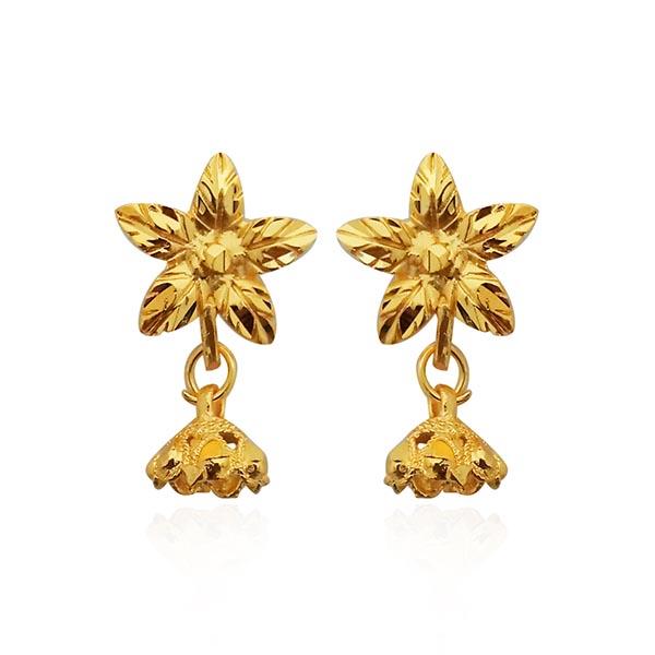 Kriaa Floral Design Gold Plated Stud Earrings - 1311752