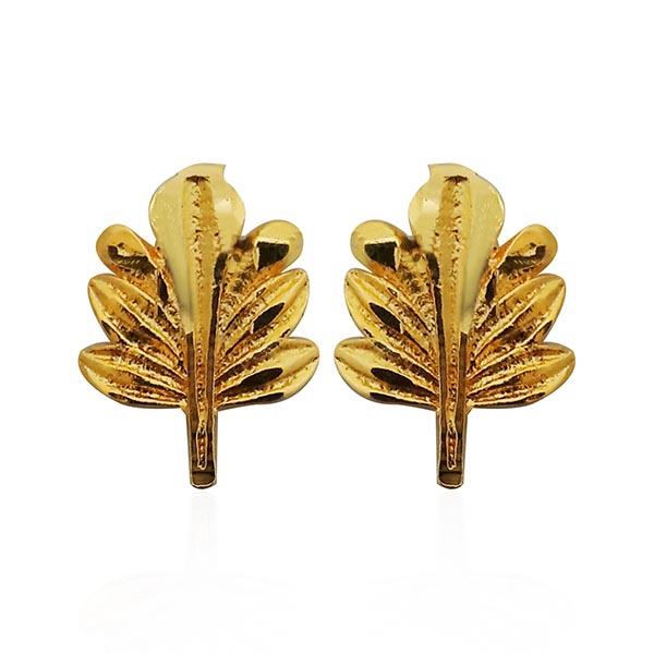Kriaa Floral Design Gold Plated Stud Earrings - 1311757