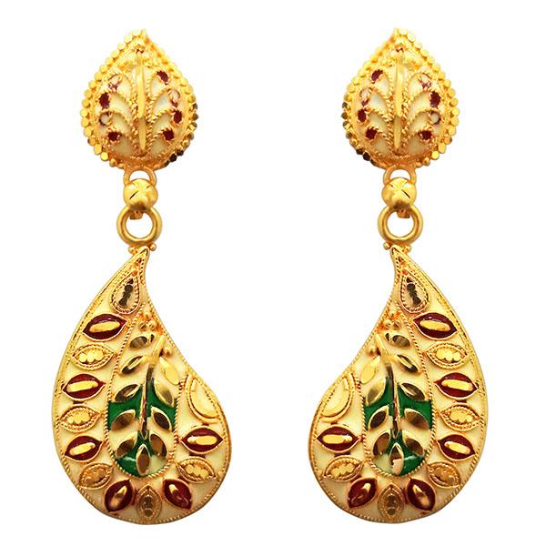 Kriaa Gold Plated Meenakari Dangler Earrings - 1311758